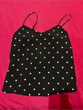 J. Crew Black Polka Dot Scallop Cami